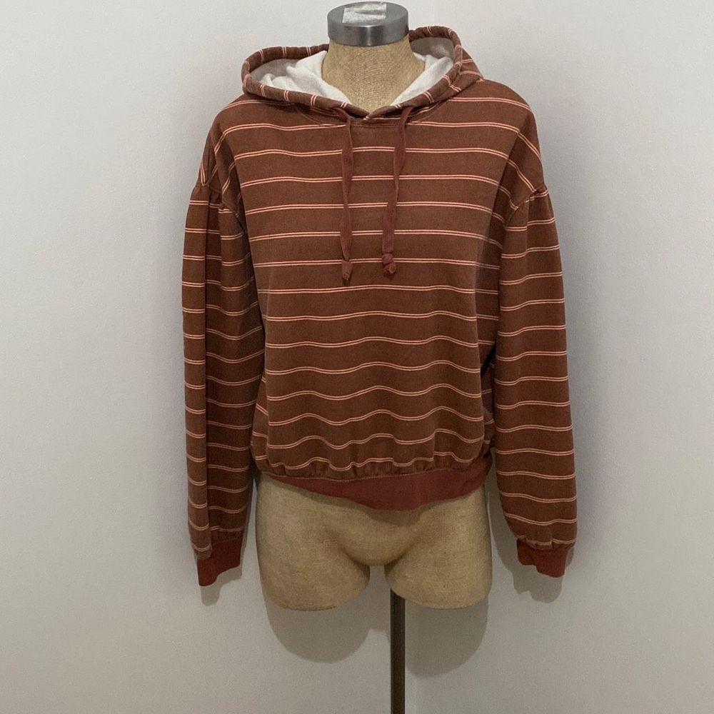 Urban Outfitters Striped Puff Sleeve River Hoodie